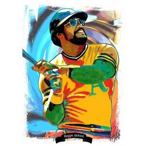 Reggie Jackson Oakland Athletics Baseball Sports Poster Print Wall Art 18x24